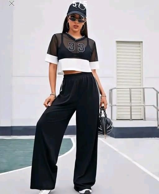 Trendy Wide-Leg Joggers for Girls | Black & White Stripes, Under ₹500