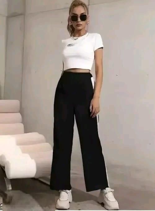Trendy Wide-Leg Joggers for Girls | Black & White Stripes, Under ₹500