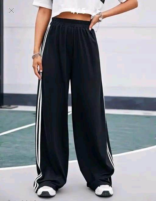 Trendy Wide-Leg Joggers for Girls | Black & White Stripes, Under ₹500