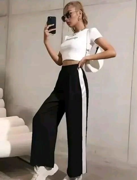Trendy Wide-Leg Joggers for Girls | Black & White Stripes, Under ₹500