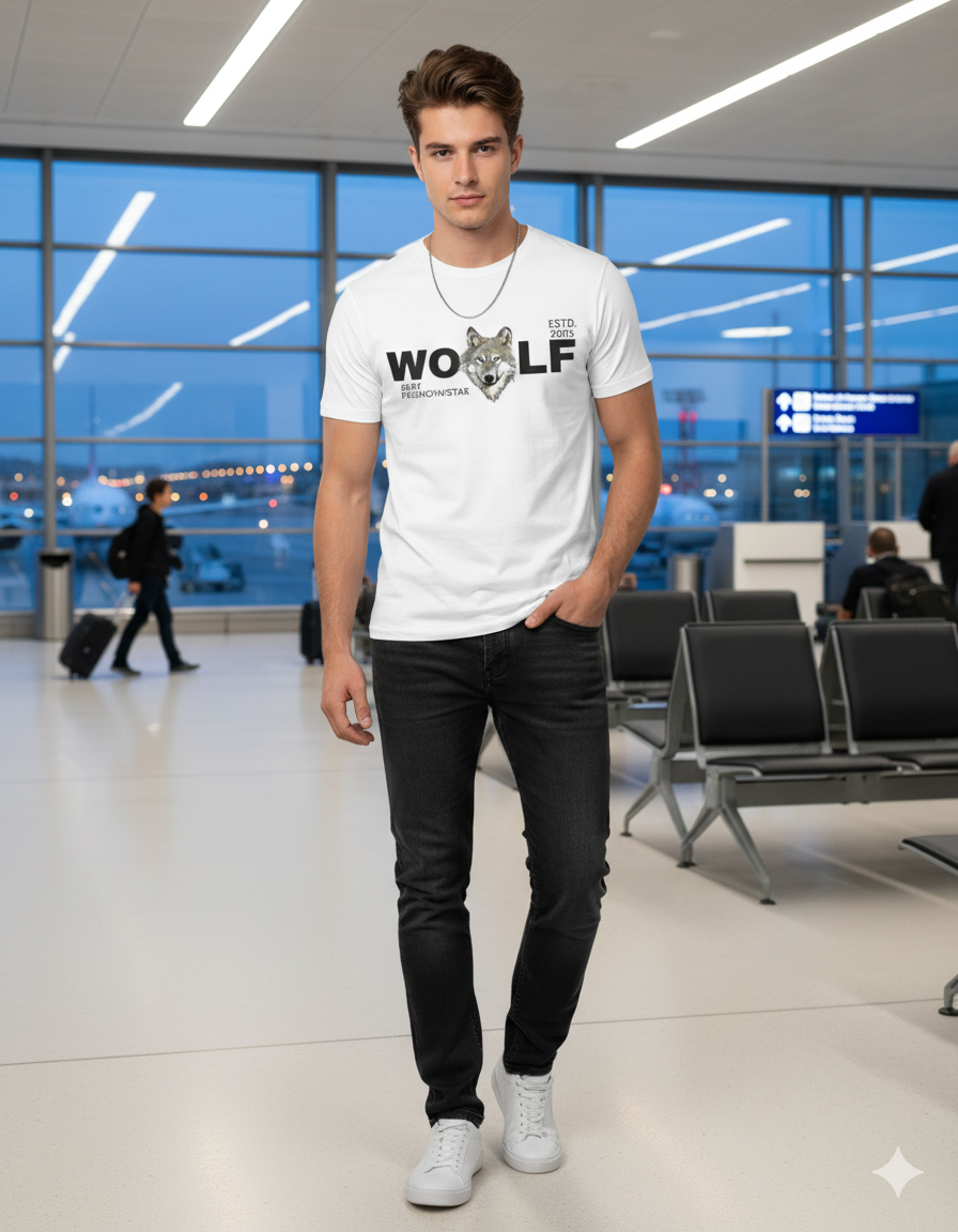 White Printed T-shirt for men