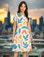 AOP A Line Dress Fit And Flare Poly Spandex Breathable